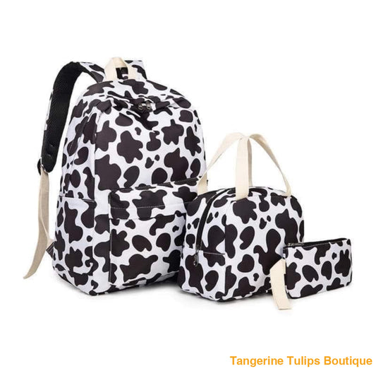 3 Piece Backpack Set Cow Backpack Set