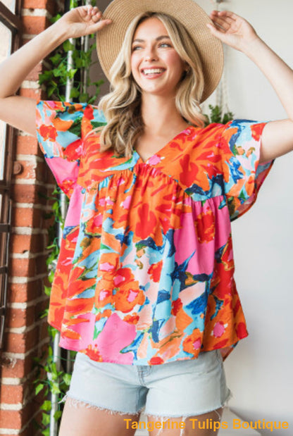 Floral Abstract Tops