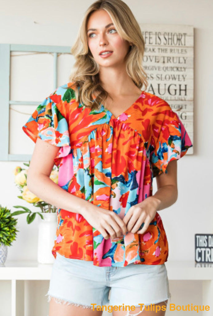 Floral Abstract Tops