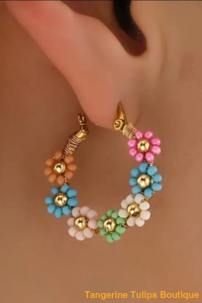 Flower Hoop Earrings