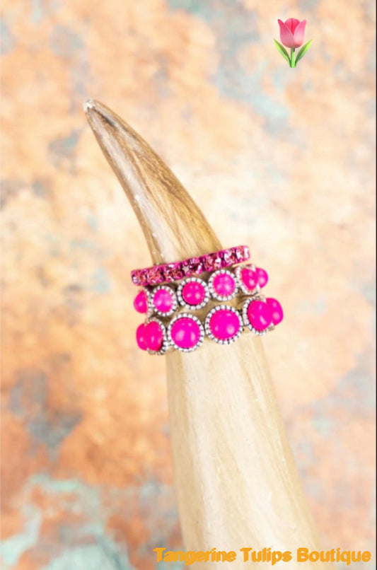 Hot Pink Stretch Ring Rings