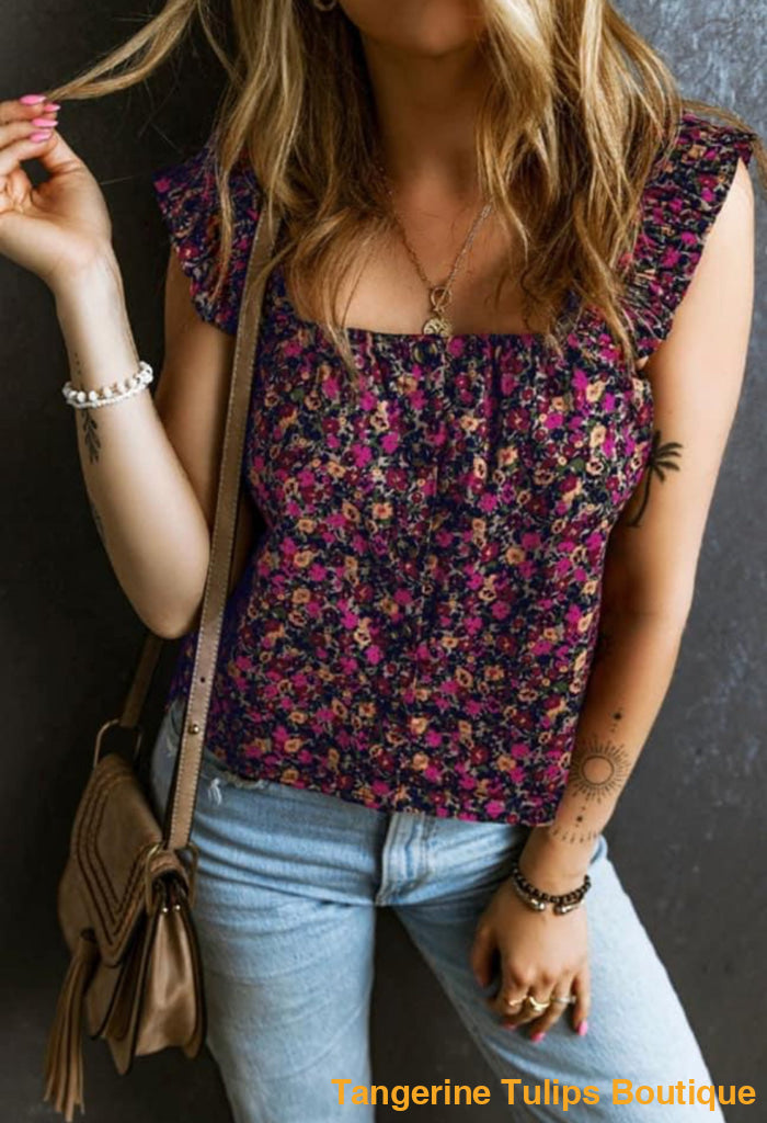 Midnight Blooms Tops