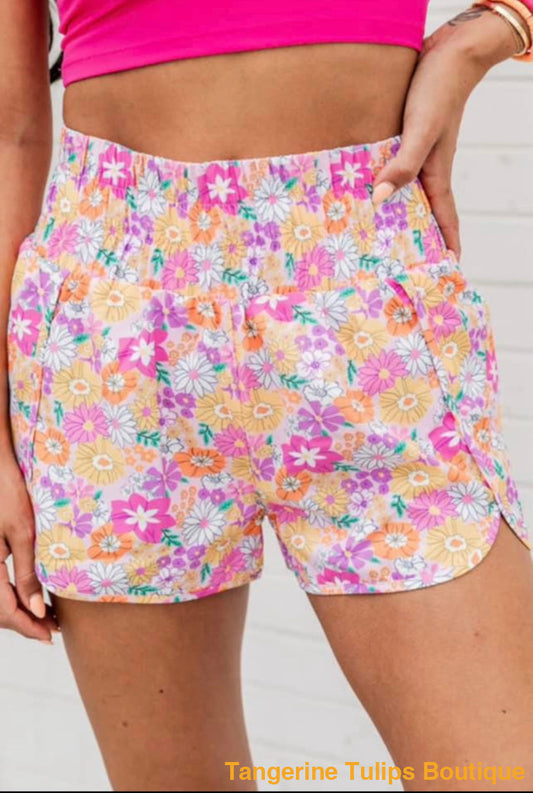 Pink Flower Garden Shorts