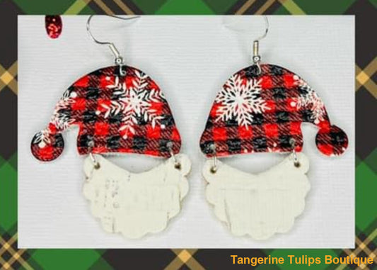 Plaid Santa Earrings