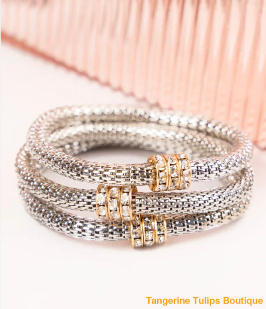 Textured Weave Silver Bracelet