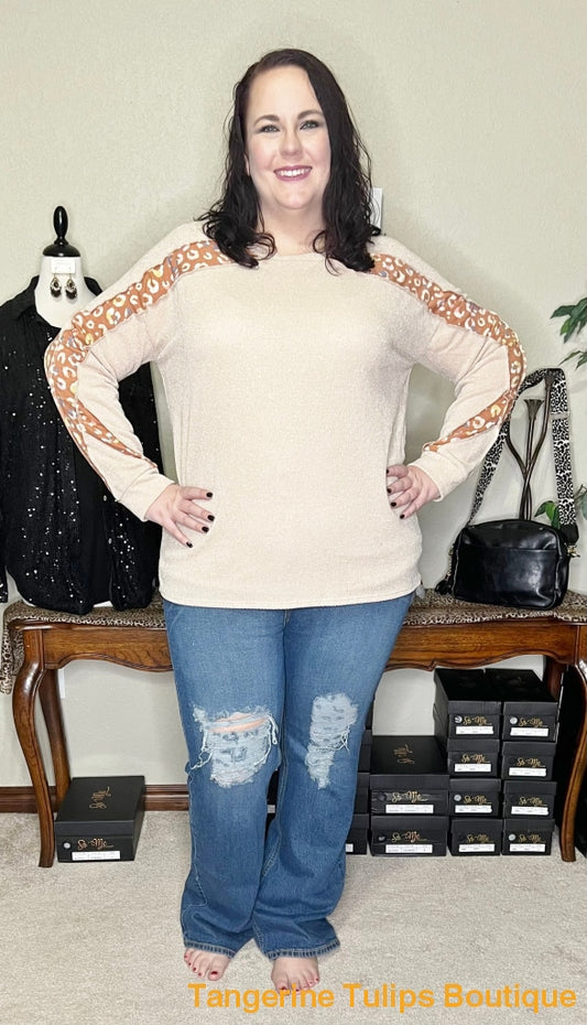 Two Tone Leopard Plus Tops